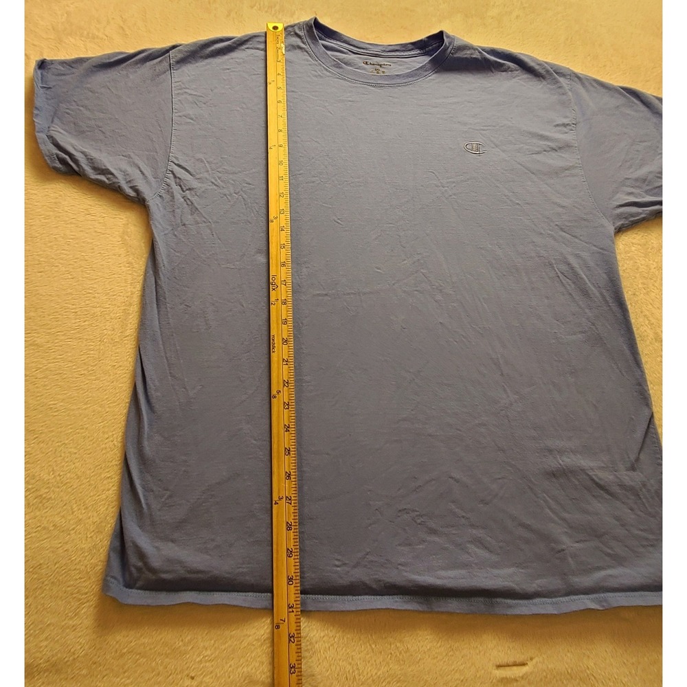 Champion Men's 2XL Short Sleeve TShirt Light Blue Crew Neck Embroidered Logo Tee - Picture 8 of 14